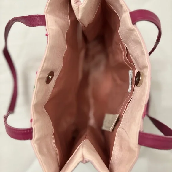 NWT beaded cotton satchel bag. Fully lined. 11x13. - Picture 2 of 2